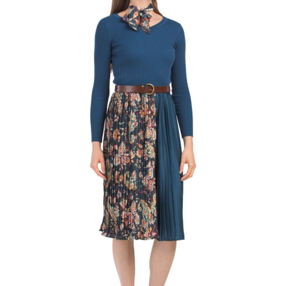 Dalia Macphee Jewel Neck Sweater Dress 